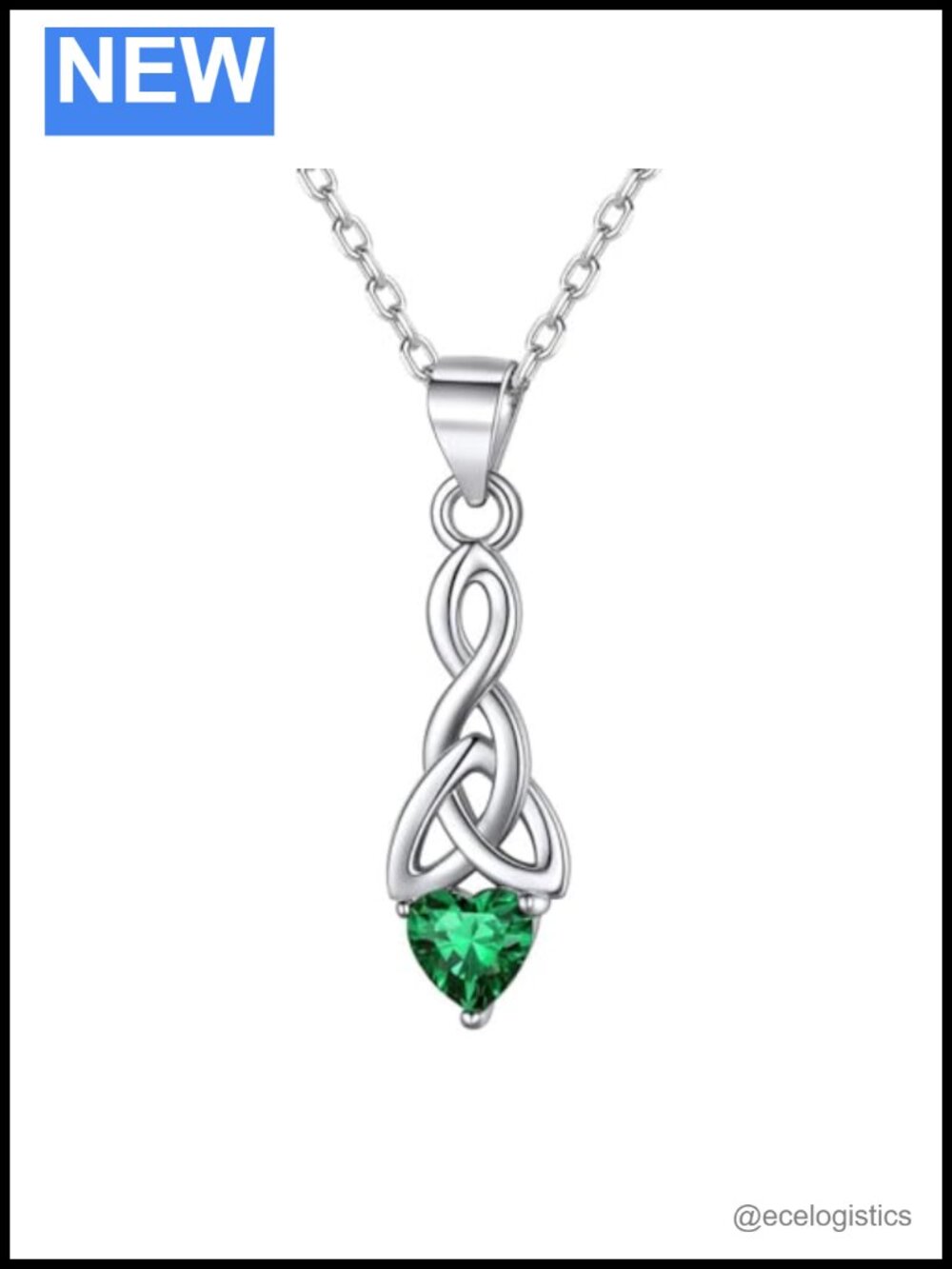 Sterling Silver Celtic Knot Birthstone Necklace Rolo Chain Women